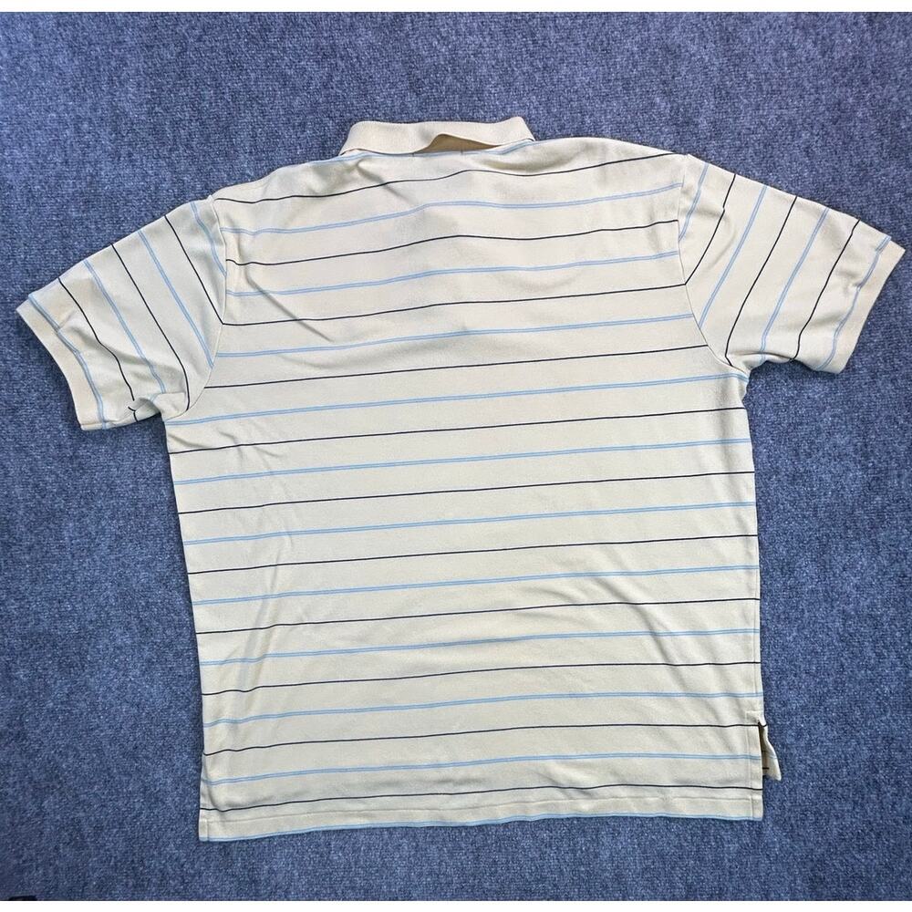 Modern Polo Ralph Lauren Men's XXL Cream Striped Short Sleeve Polo Shirt Cotton - Picture 2 of 7
